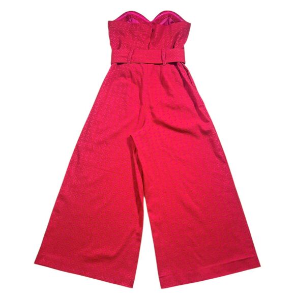 Ett Twa Anthropologie Women's Haley Strapless Jumpsuit Pink Belted Wide Leg US 6 - Picture 2 of 9